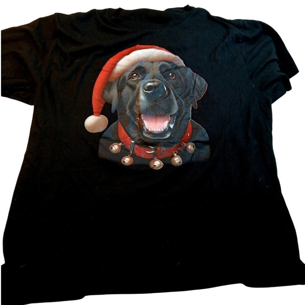 Holiday Time Men's Santa Black Lab T-Shirt - XL